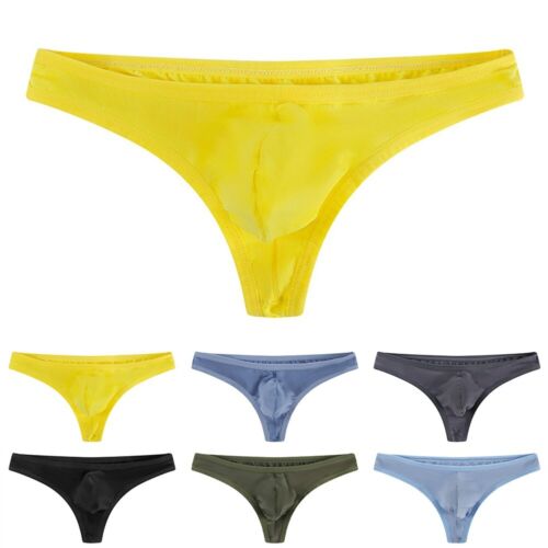 Men's Modal Sexy Pouch Low Waist Thong Underwear T Back Panties Bikini Briefs - Picture 1 of 10