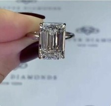 5Ct Solitaire White Emerald Shaped CZ Engagement Wedding Sterling Silver Ring