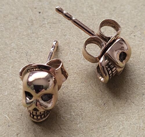 Links Of London Gold Plated Mini Skull Stud Earrings - Picture 1 of 6