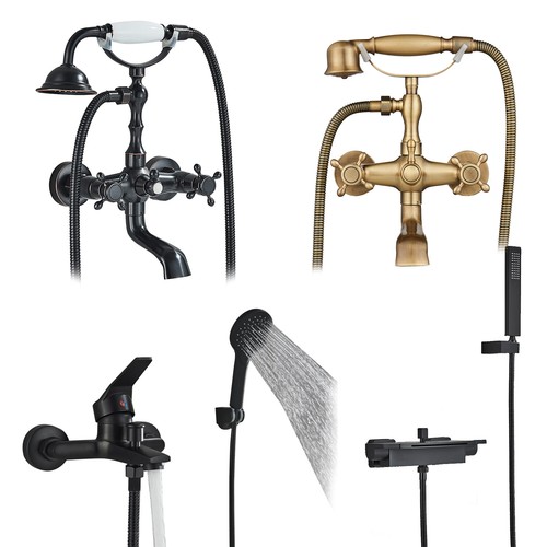 Clawfoot Bathtub Faucet Wall Mount Bathroom Waterfall Tub Filler w/Hand Shower - Picture 1 of 38