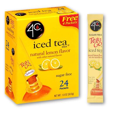 4C Totally Light Tea 2 Go Lemon Ice Tea Mix, Sugar Free, 24 Count Boxes