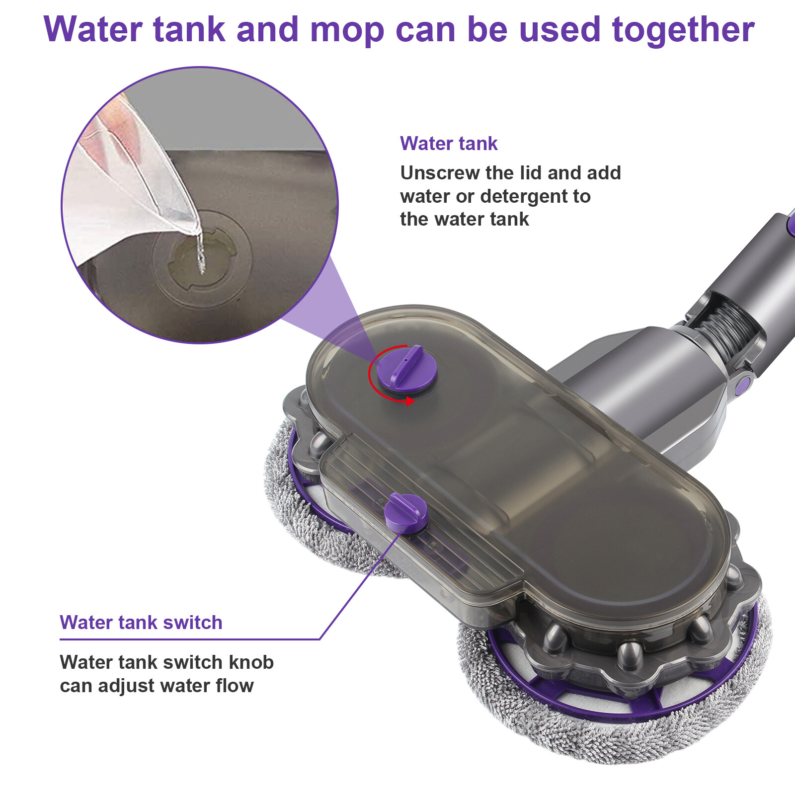 Electric Mop Head with Water Tank For Dyson V7 V8 V10 V11 Vacuum Parts