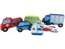 Wooden Block Vehicles Lot of 6