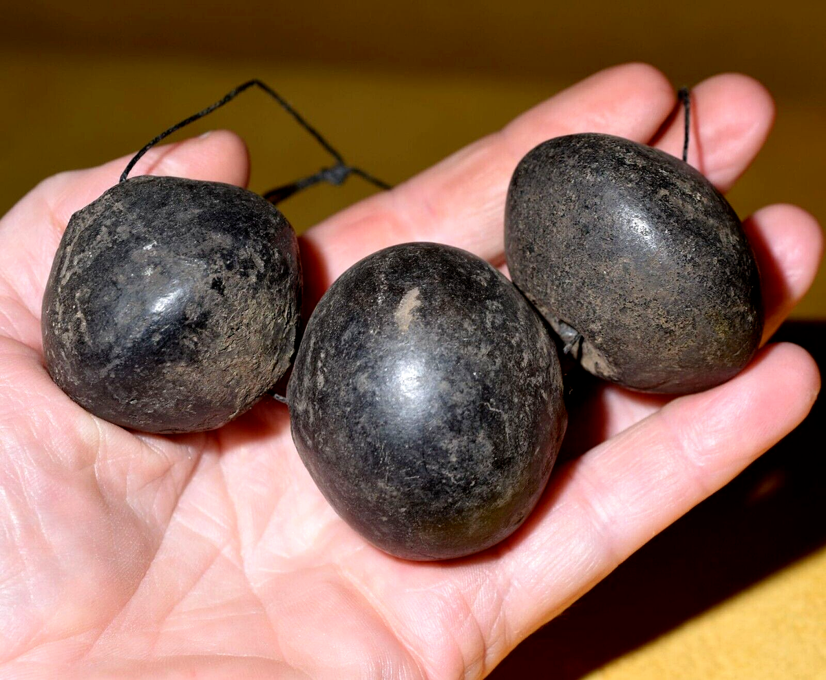 Ancient Excavated Blackish Clay Spindle Whorl Beads From Mali