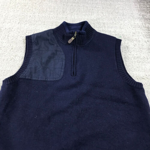 Orvis Vest Mens Medium Hybrid Wool Fleece Quarter Zip Hunting Navy Sweater - Picture 4 of 10