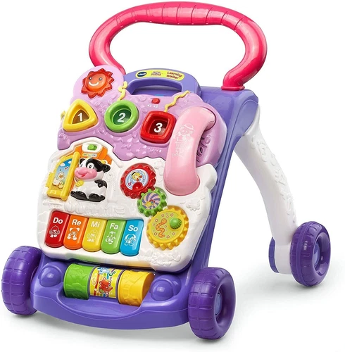 VTech Baby Push Walker Toddler Interactive Learning Toy Sit-to-Stand Lavender