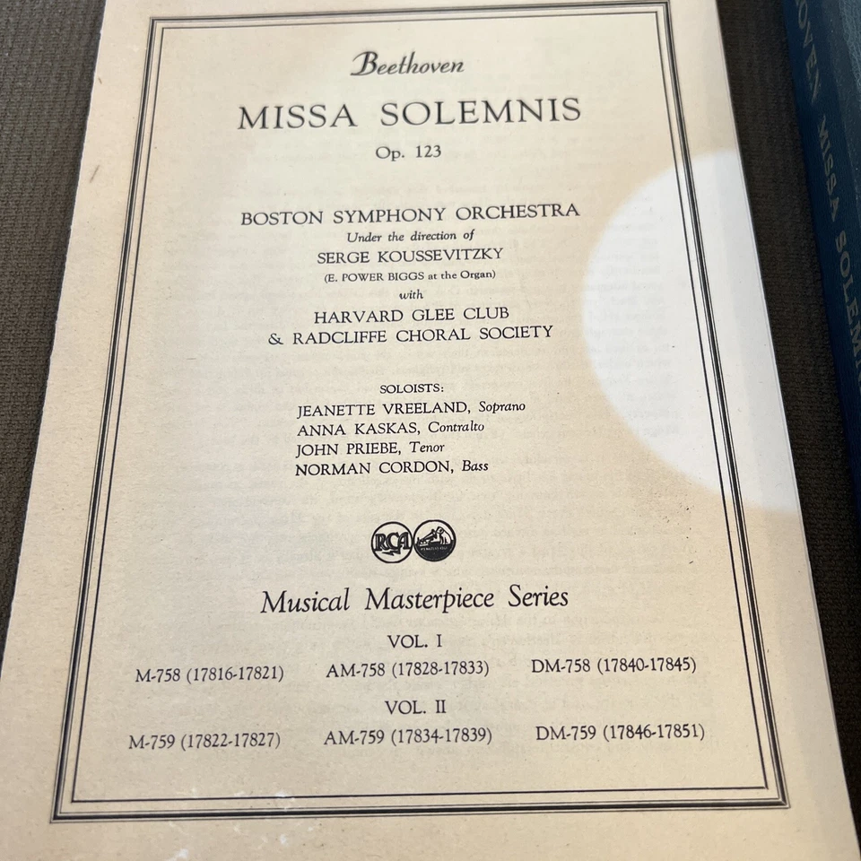 12" Victor 78 RPM Set (5) Beethoven Missa Solemnis Boston Symphony Orch. Records - Image 2 of 4