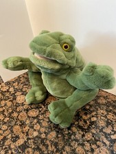 Russ Green Plush Frog Puppet Stuffed Animal Makes Frog Sounds