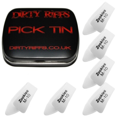 6 x Dunlop Z9002 Thumbpicks Zookies M10 10 Grad Medium - in einer handlichen Pickdose