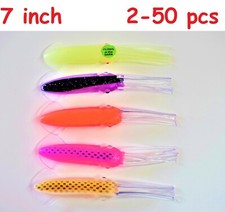3 to 50 pcs 7" Mold Craft Squid Skirt Soft Plastic Trolling Saltwater Fish Lures
