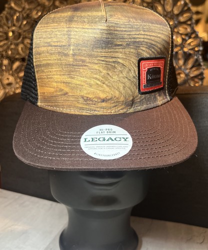 NEW LEGACY 🪵Woodgrain Koloa Rum Snapback Trucker Hat Flat Brim Adjustable Mesh - Picture 2 of 9