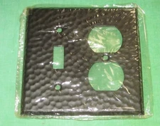 NEW OLD STOCK Vintage 1970's Black Hammered Metal Switch/ Outlet Cover Plate
