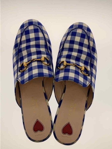 Gucci Princetown Women's Horsebit Flat Loafer Sandal in Blue Size 37 - Picture 3 of 6