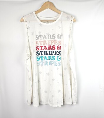 Maurices Stars & Stripes Graphic Patriotic Tank Top Jersey Knit Plus Size 3X New