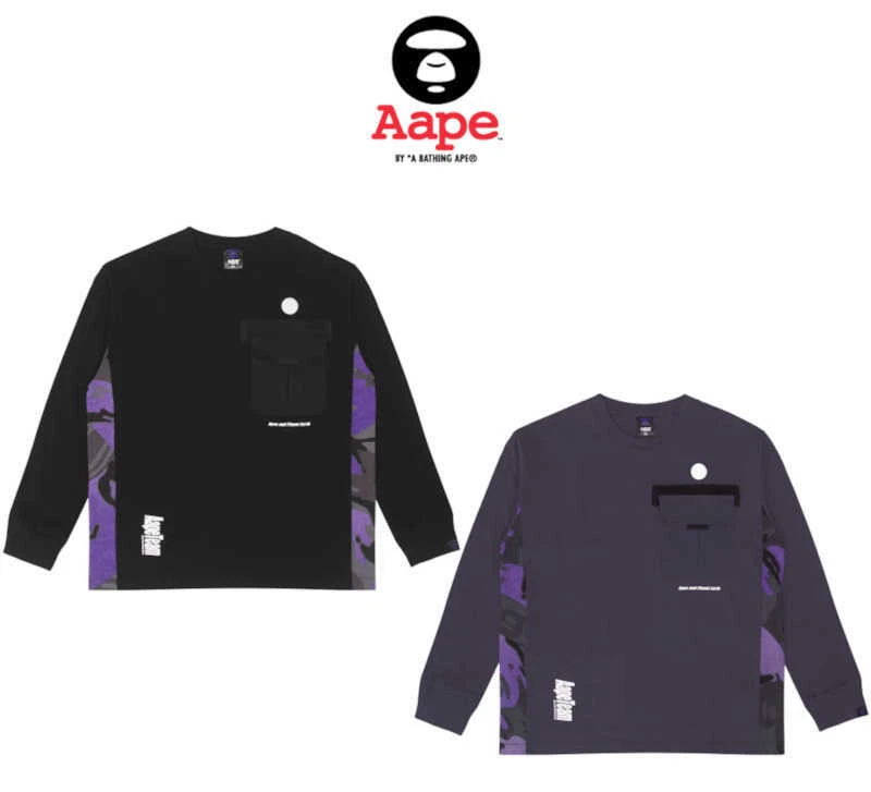 AAPE BY A BATHING APE Men's Long Sleeve T-Shirt with Chest