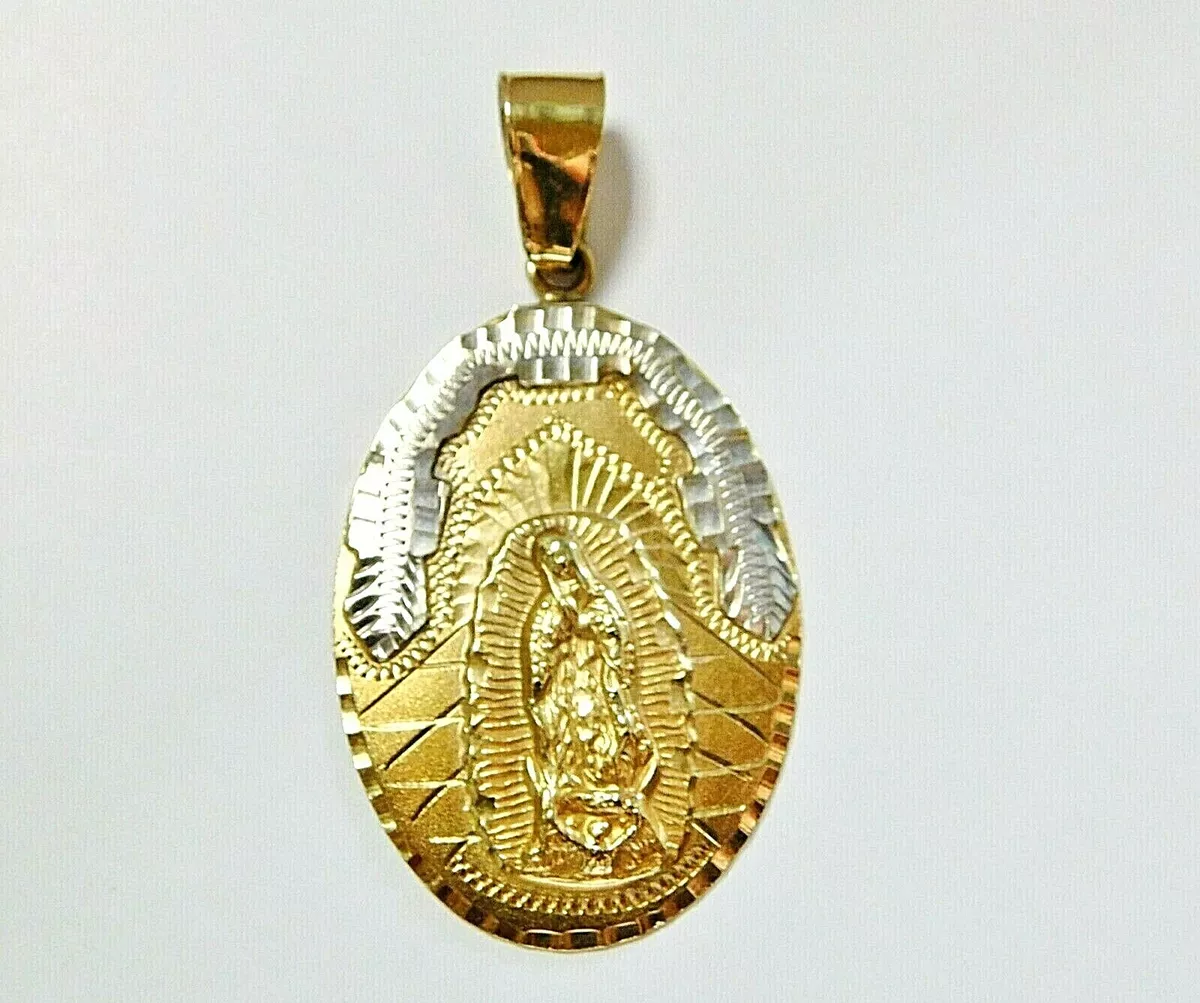 Extra Large Beautiful Solid 14K Y Wh GOLD MEDALLION PENDANT Lady