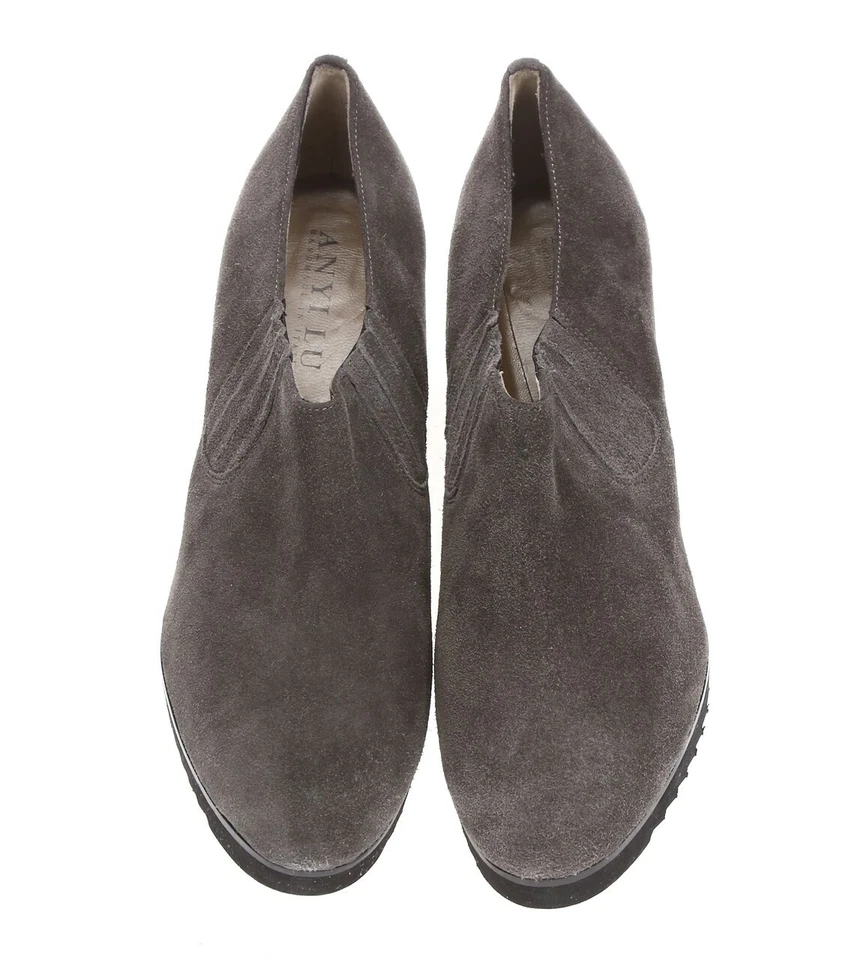 Anyi Lu Mujer Gris Oscuro Gamuza Cuero Botines Cortos Zapatos Talla 41 Foto 3 de 4