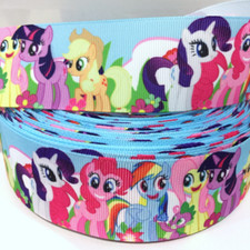 GROSGRAIN RIBBON 5/8", 7/8", 1.5"  3" Little Pony Cartoon P1 Blue Printed