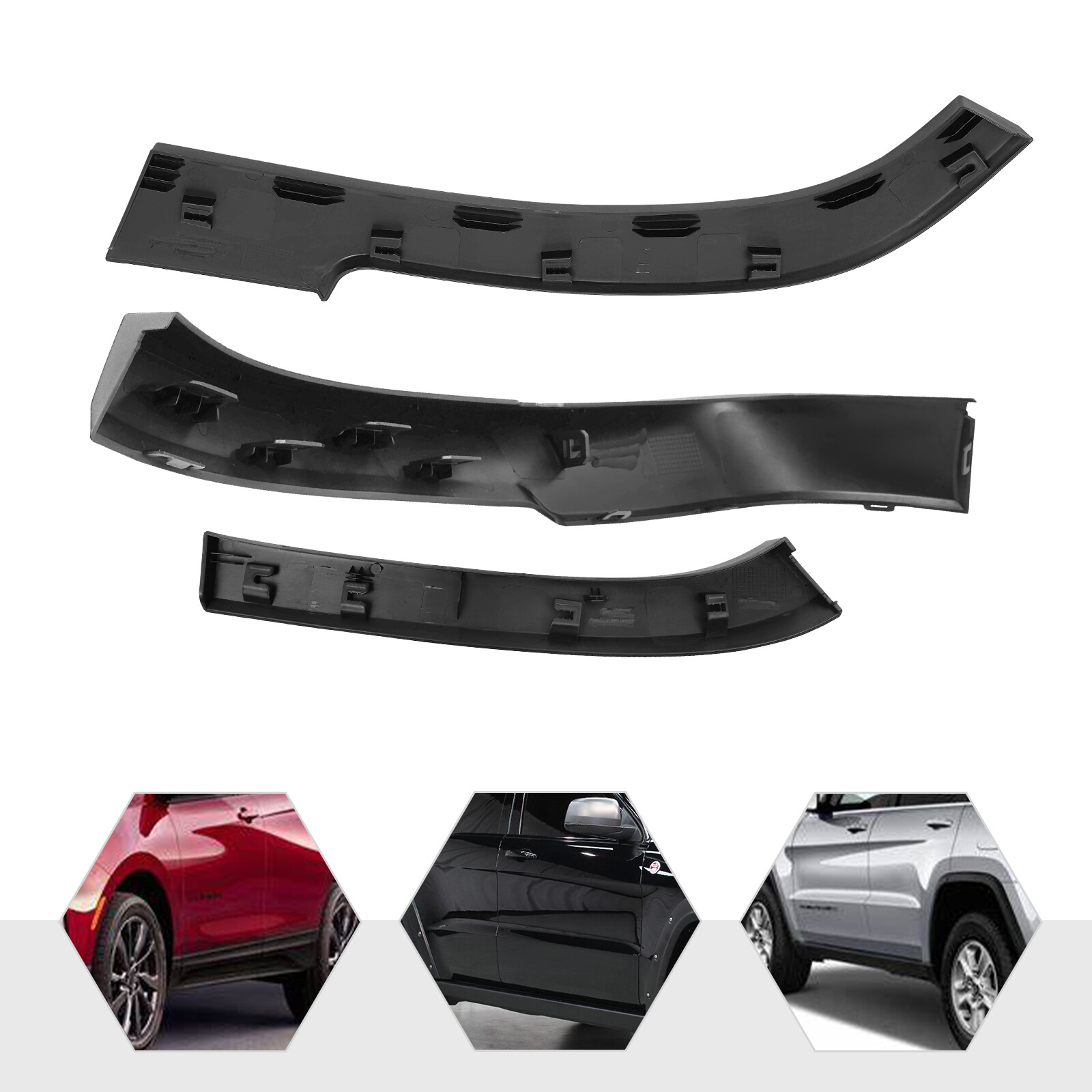 3Pcs Rear Wheel Opening Molding Fender Flare Left For 2013-2018 Jeep Cherokee