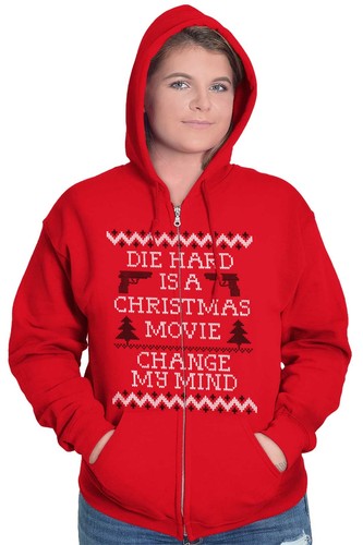 Ugly Christmas Sweater Die Hard Xmas Movie Sweatshirt Zip Up Hoodie Men Women - Picture 3 of 12