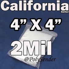 100 x 2 Mil Reclosable 4" x 4" Zip Bags Clear Poly Plastic Lock able 10cm 2Mil