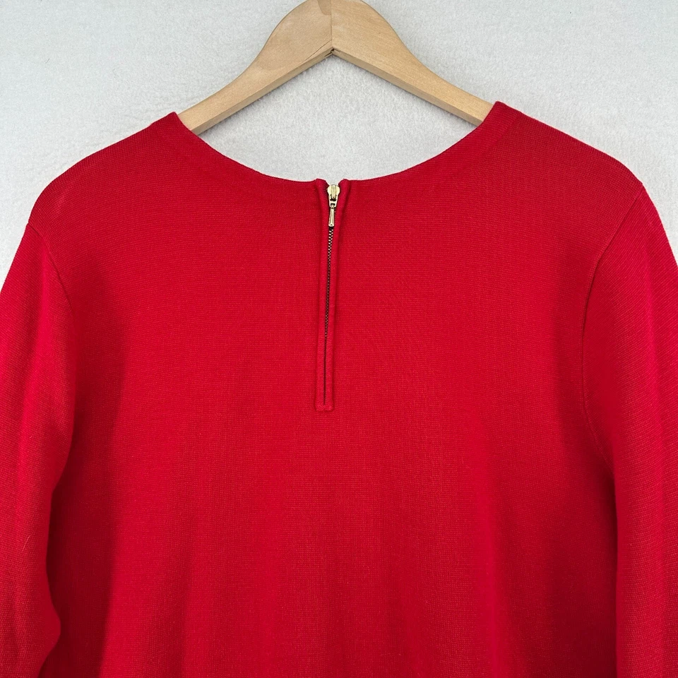 Suéter TALBOTS 2x Plus Manga 3/4 Cuello Redondo Pullover Vacaciones Mezcla de Algodón Rojo Foto 4 de 4