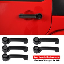 5pcs Black Exterior Door Handle Replacement For 2007-17 Jeep Wrangler Jk Parts