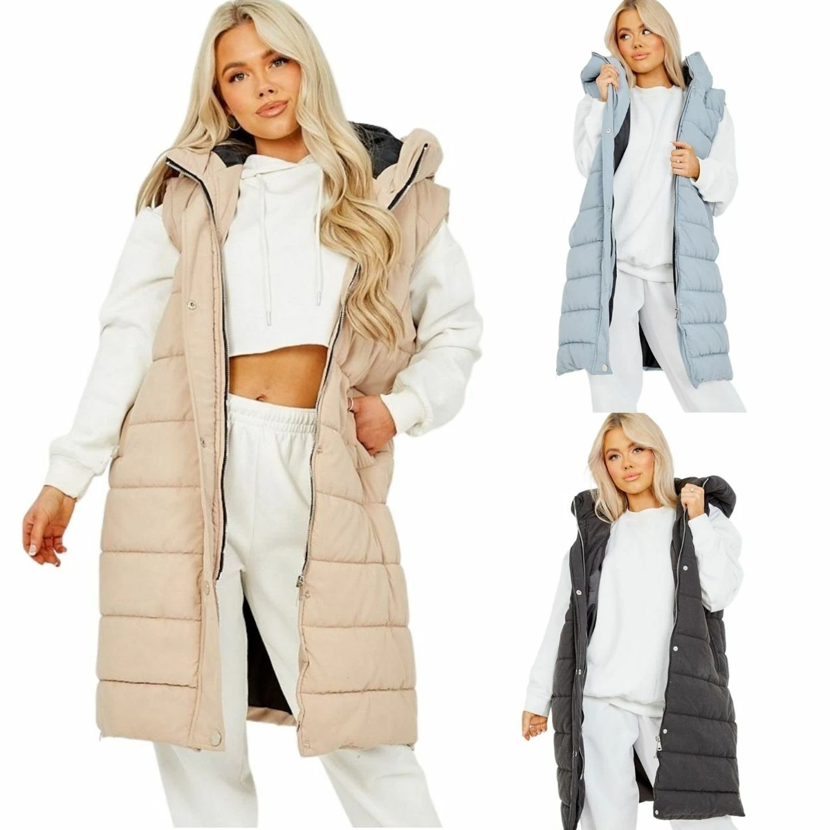 Plus Longline Hooded Puffer Vest