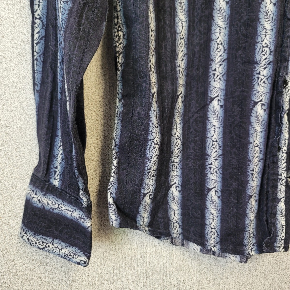 Roar Mens Shirt Button Blue 90s y2k Small Stripes Floral