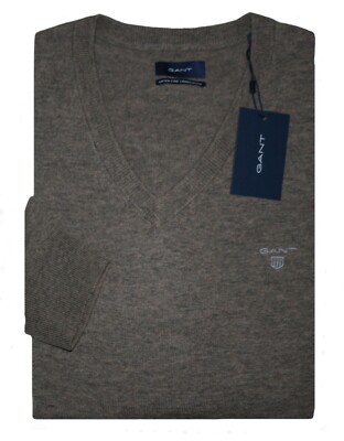 Gant Dark Hazelnut Melange Extra Fine Lambswool V- Neck Pullover Gr.3XL