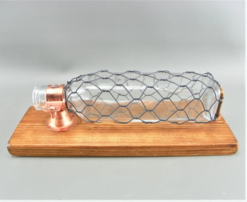 Florero rústico de madera de granja de cobre alambre de pollo botella de vidrio placa de pared colgante Foto 3 de 4