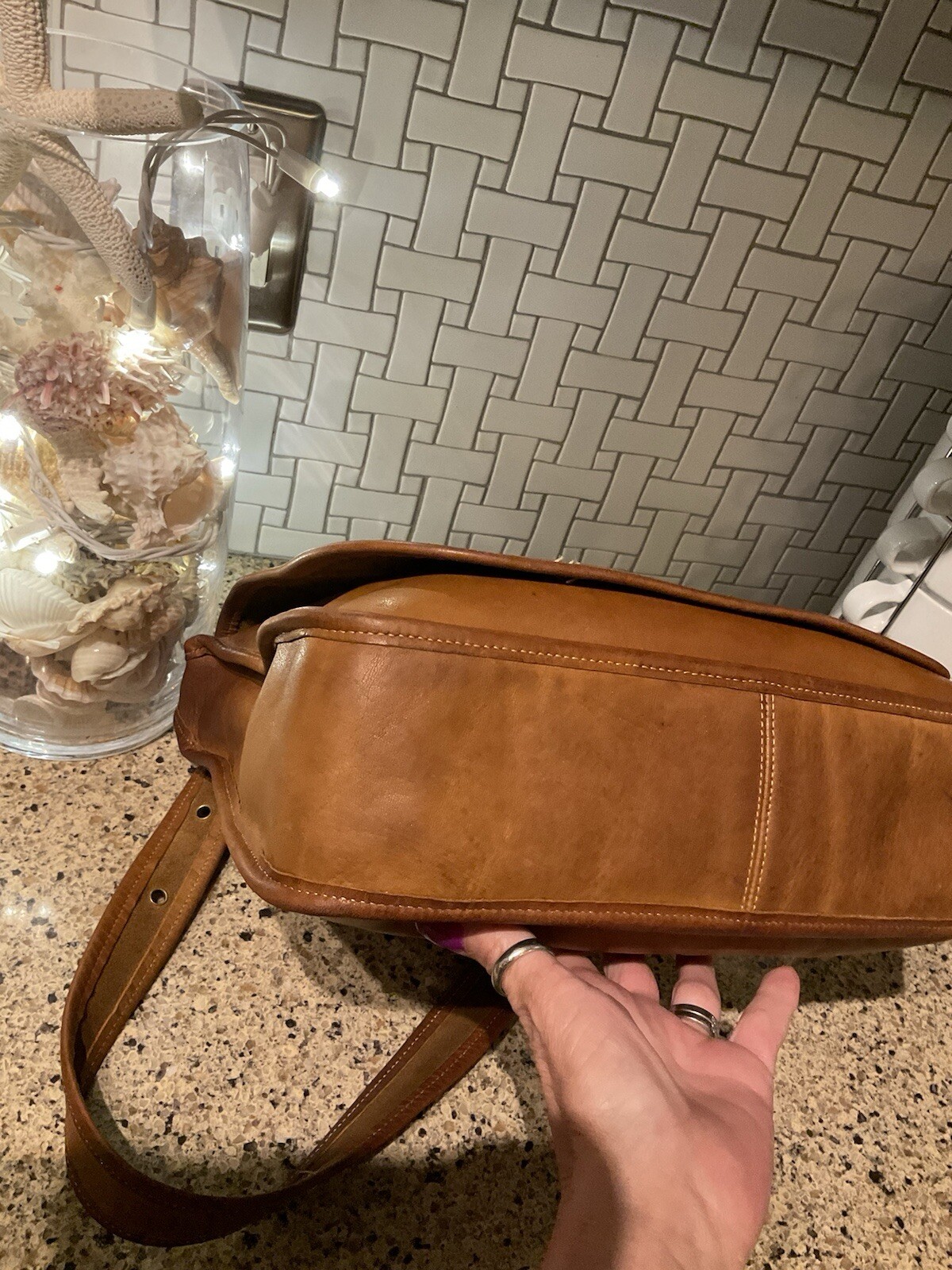 Vintage Coach Knapsac Glovetanned Leather Saddle Pre Creed 9030 RARE image 9