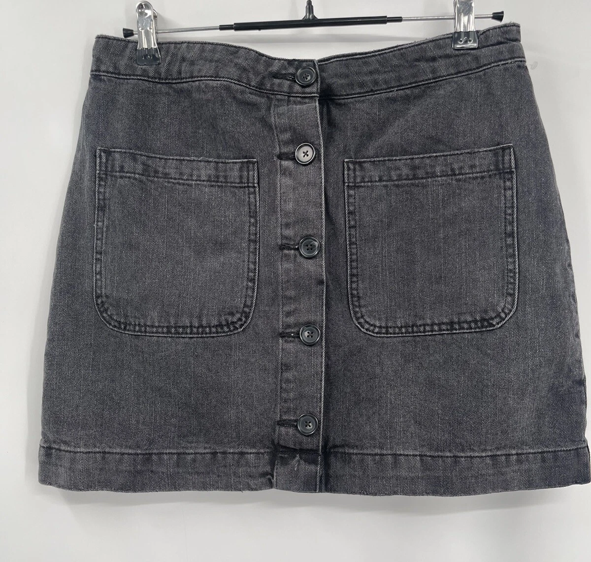 We The Free Denim Button Front Mini Skirt Charcoal Gray Size 30