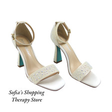 Blue By Betsey Johnson Dani Heels Sandals Pearl Size 7 Bride Wedding Pumps New