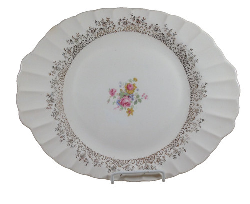 Vintage ENGLISH ROSE 22K Gold Accent Platter