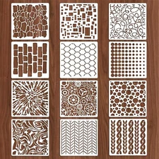 8 Pcs Stencils for Crafts Reusable, Texture Stencils for Painting, Layering 5.9"
