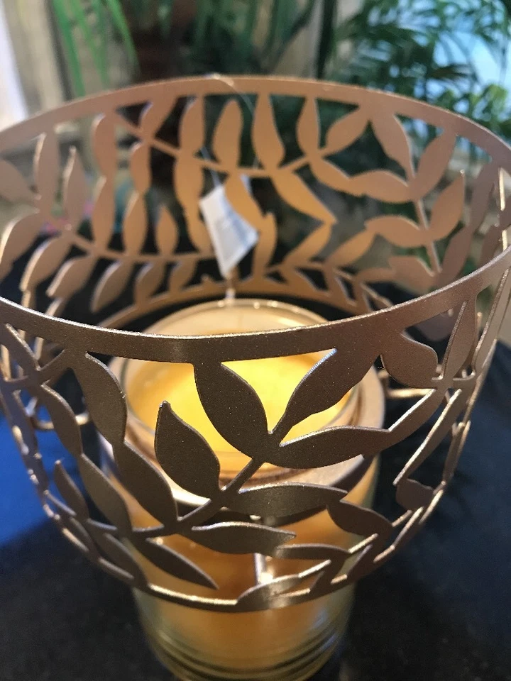 Yankee Candle Shade Topper Tarro Mediano Grande Vela Oliva Tendril Dorado Bronce Nuevo Foto 2 de 4