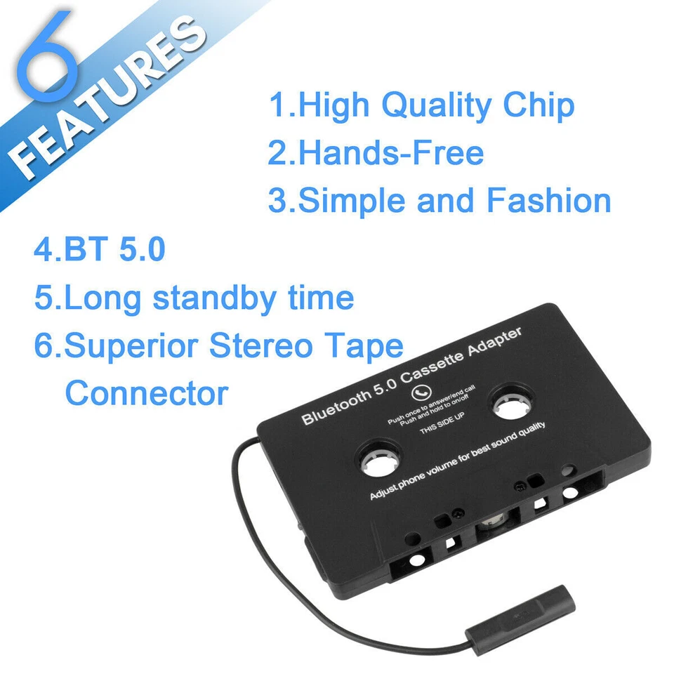 1 Bluetooth In Car Audio Tape Cassette Adapter Converter FOR IPhone Android MP3 - Image 3 of 4
