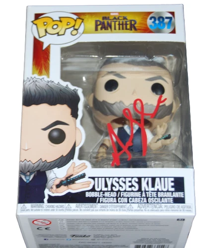 ANDY SERKIS signed (BLACK PANTHER) Ulysses Klaue #387 Funko Pop JSA AM06090