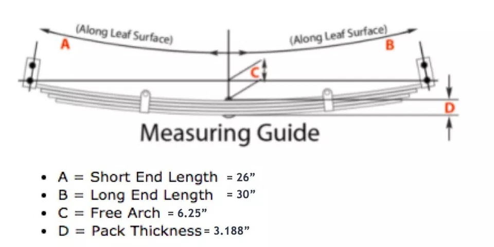 Nuevos 2 paquetes de 9 resortes de hoja HUSKY traseros 56" para Chevy GMC con bujes Foto 3 de 4