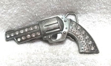 Rhinestone Filled Dark Dull Color Revolver Gun Belt Buckle Good Usable Shape
