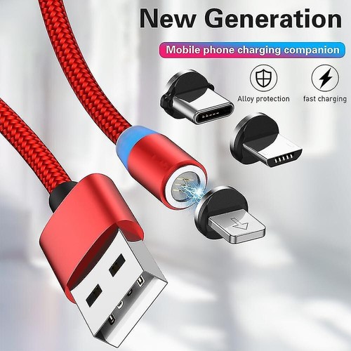 CAVO DI RICARICA CELLULARE MAGNETICO TIPO TYPE C IPHONE MICRO USB CAVETTO 3 IN 1 - Zdjęcie 4 z 8