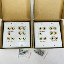 2 Pack - Fosmon 2 Gang 5.1 Surround Sound Wall Plate Gold 5 Pair Copper Binding