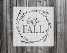 Hello Fall Stencil, Durable Handmade Mylar Reusable Craft Painting Template, 226