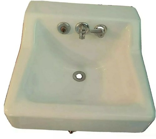 Kohler 19x17 White Porcelain Cast Iron Sink No. 2705 Side Towel rack From 1968