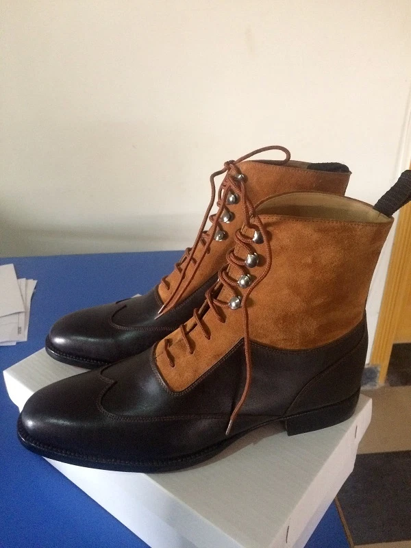 HANDMADE MEN CHELSEA BOOTS, MEN LEATHER BOOTS,WINGTIP LEATHER BOOTS, ANKLE BOOTS