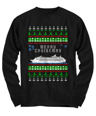 Merry Cruisemas Cruise Ship Ugly Christmas Sweater Jumper - Long Sleeve Tee