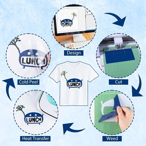HTVRONT Heat Transfer Vinyl Blue HTV - 13 Sheets of Various Blue, - 第 5/7 張圖片
