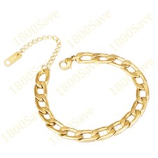 18K Gold Filled Tarnish-Free Nickel/Lead-Free Wide Curb Link Chain Bracelet Y276
