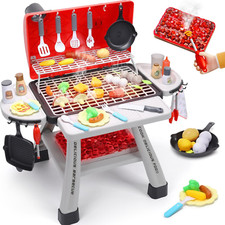 Kids BBQ Grill Playset, Kitchen Toy Set, Realistic Smoke Toy BBQ Grill Playse...